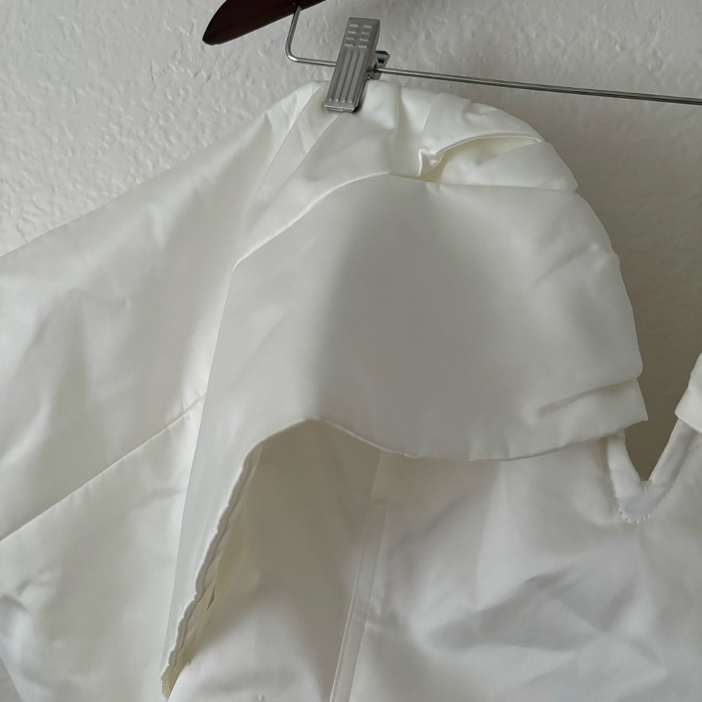 NWT Sau Lee Blair Plunge Neck Off The Shoulder White Mini Dress Size 14 Bridal - Picture 4 of 7